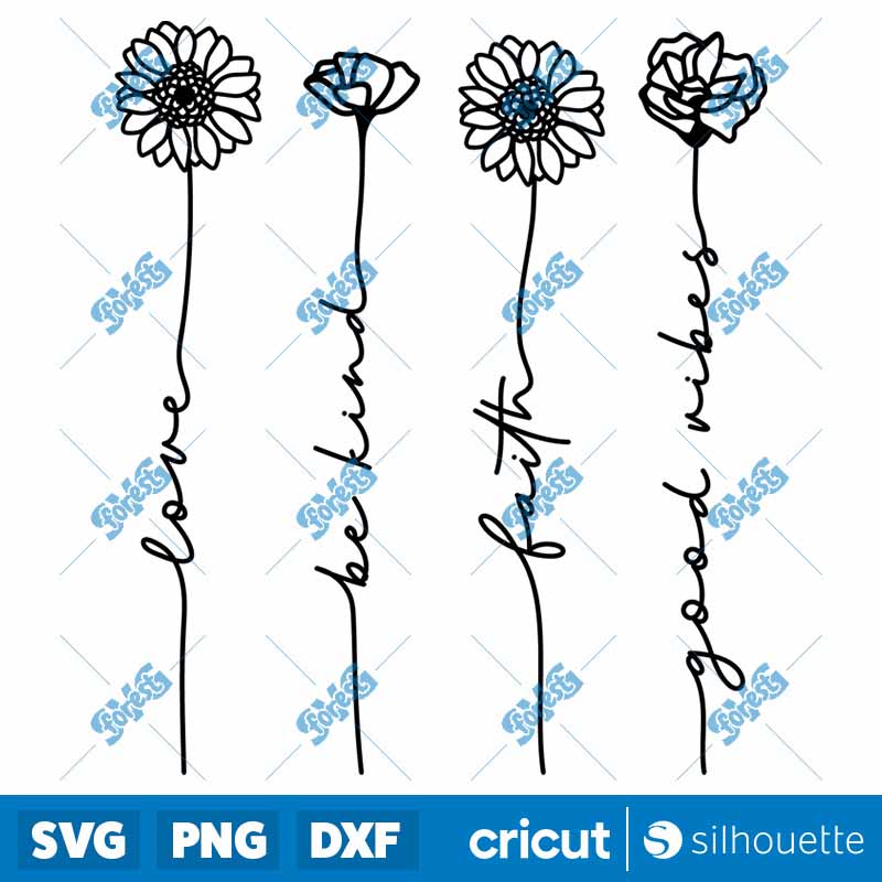 4 Flower Words SVG