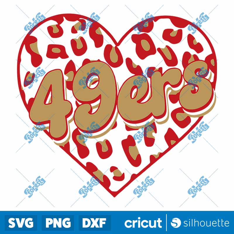 49Ers Heart Leopard SVG