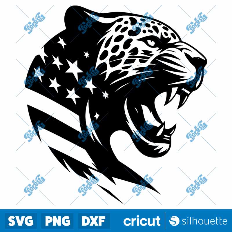 Jaguar Head With American Flag
  SVG