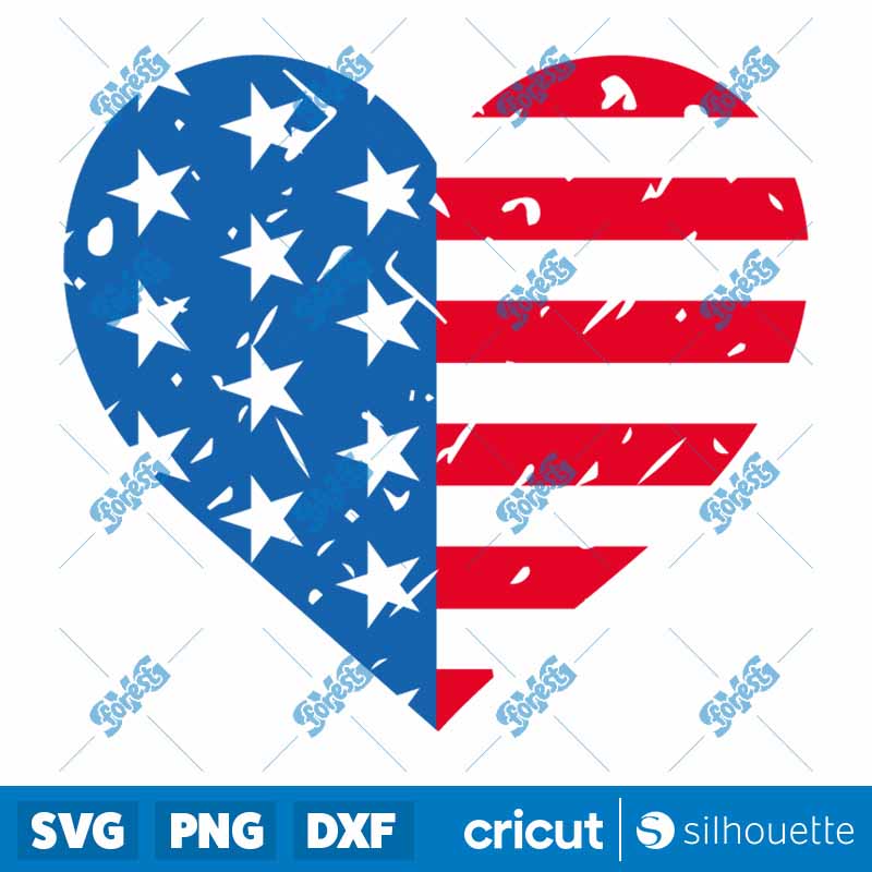 American Distressed Heart SVG