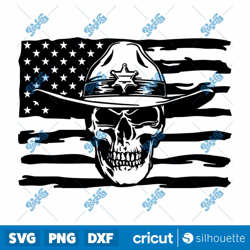 American Sheriff Skull SVG