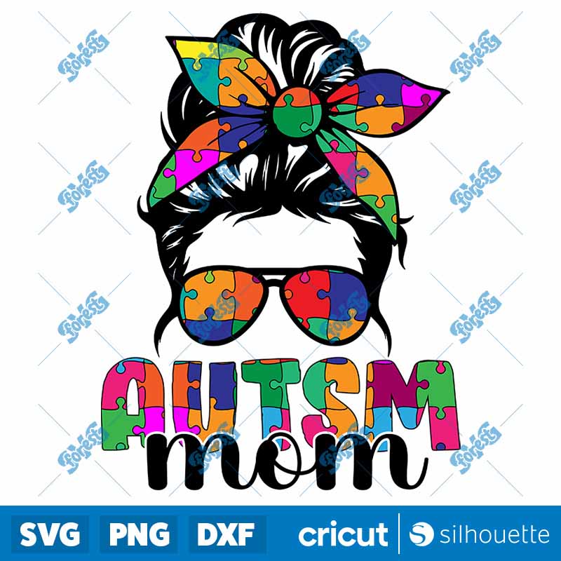 AutI'm Mom Messy Bun
  Sunglasses Bandana SVG