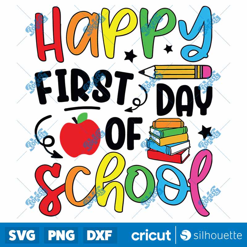 Back To School Happy First Day
Of School Teacher Student SVG