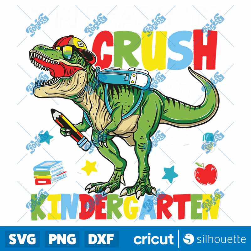 Back To School Im Ready To
Crush Kindergarten Back To School Dinosaur SVG