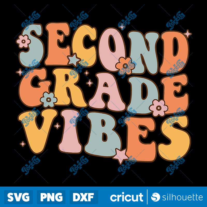 Back To School Second Grade
Vibes Student Teacher Retro SVG