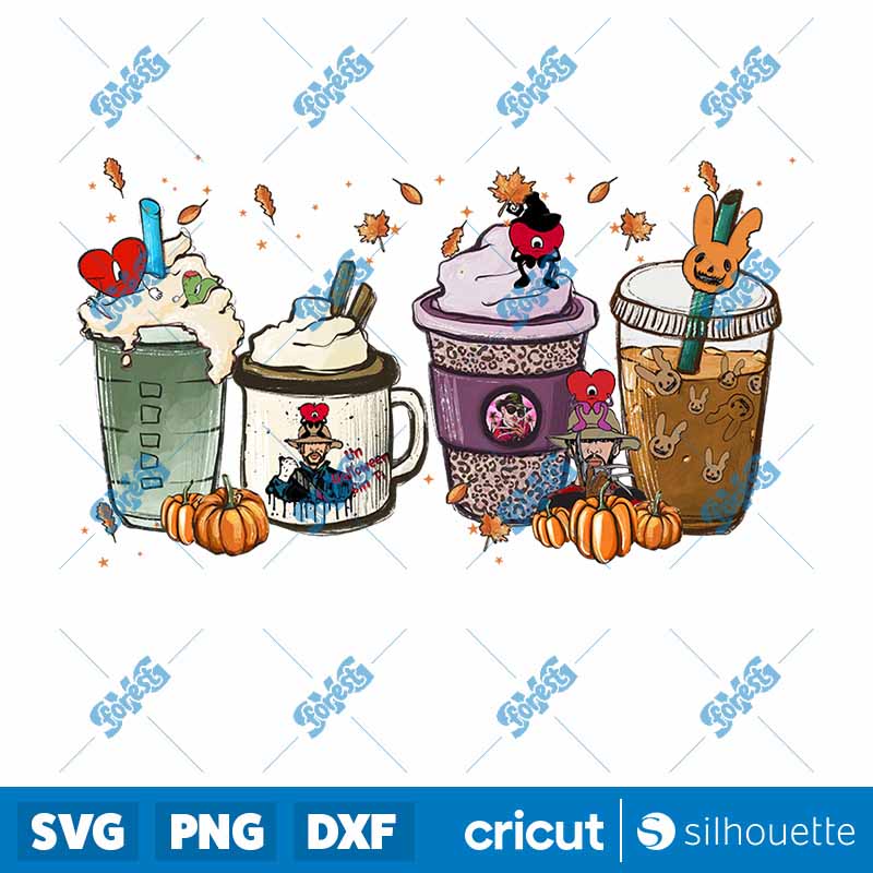 Bad Bunny Halloween Coffee
  Cups PNG