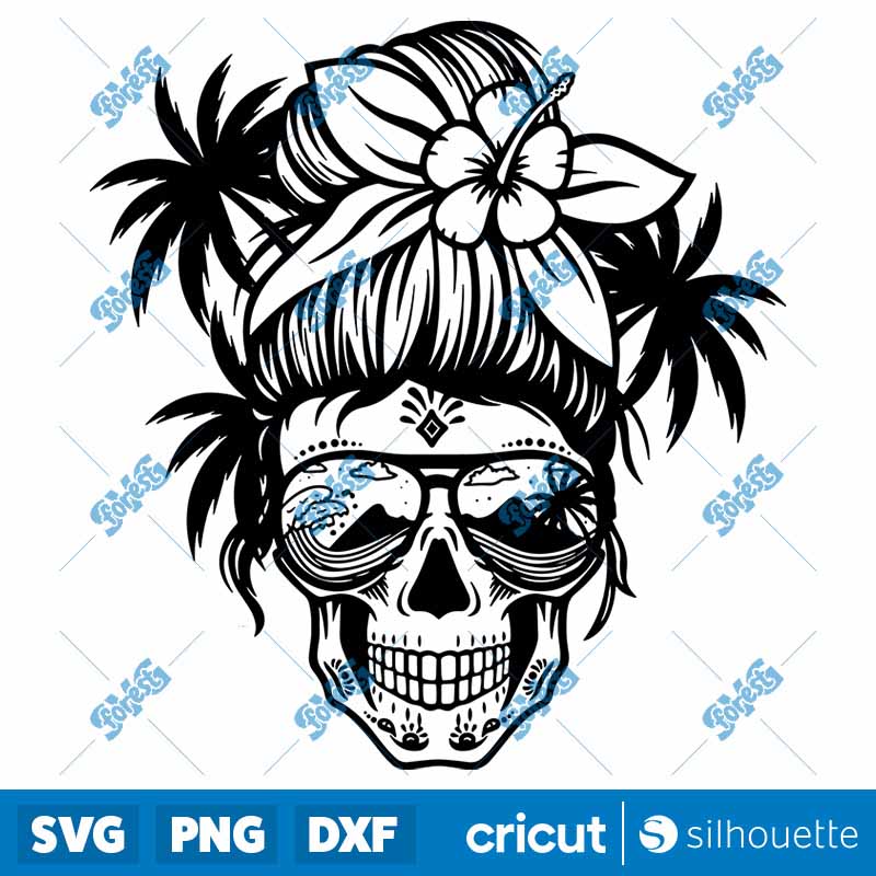 Beach Mom Skull SVG