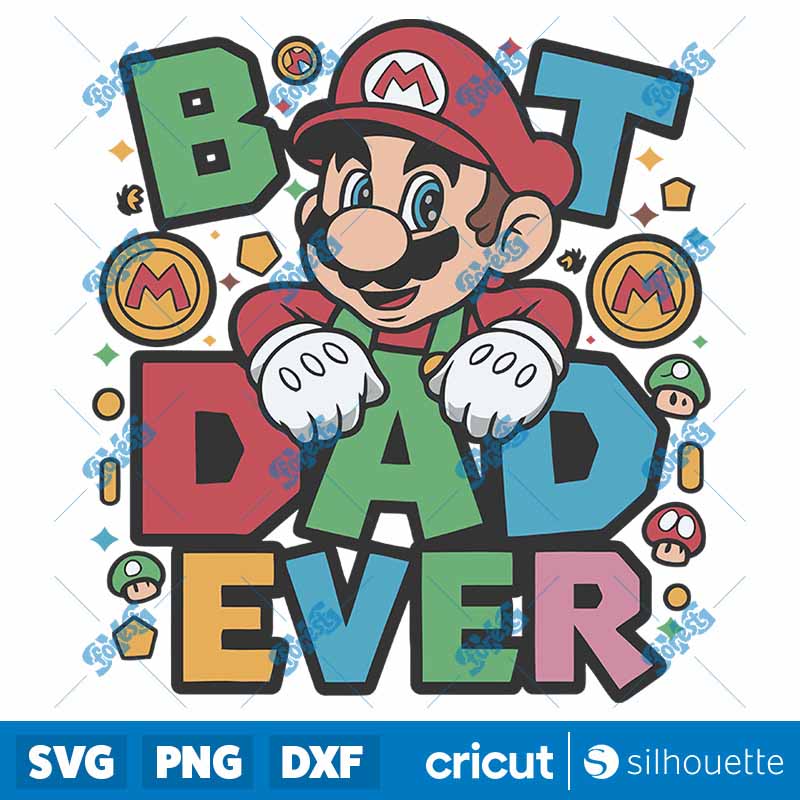 Best Dad Ever Mario Dad SVG