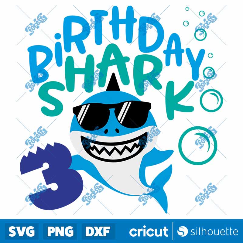 Birthday Shark Three SVG