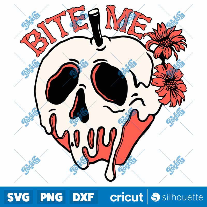 Bite Me Skull Poison Apple SVG