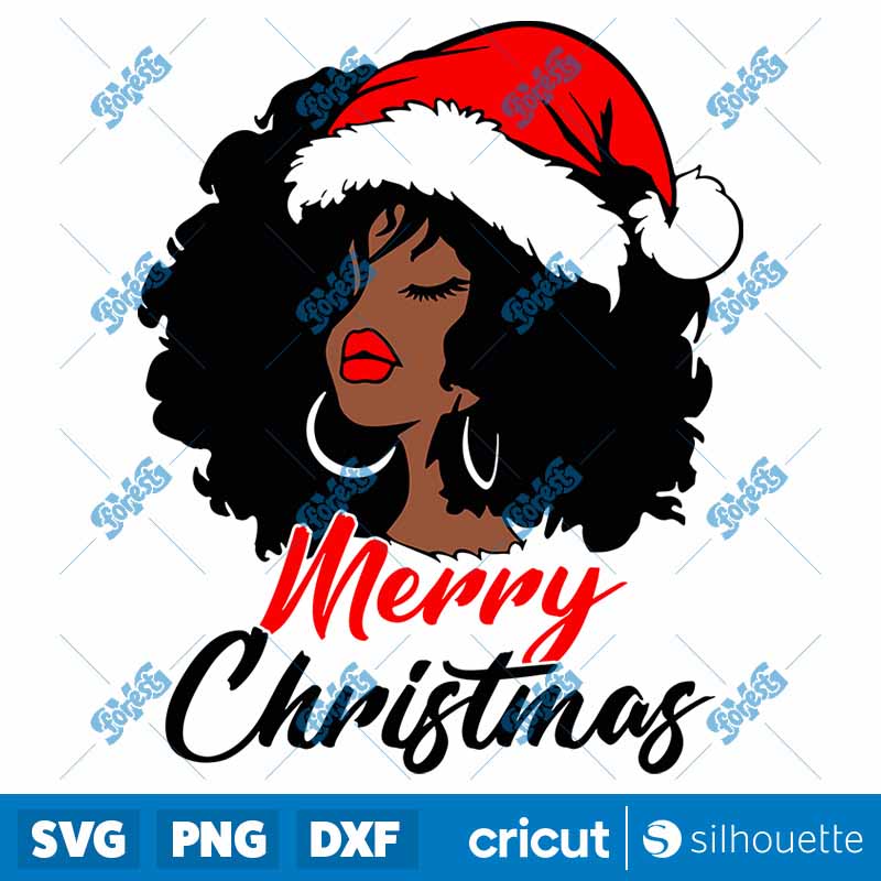 Black Girl Merry Christmas SVG