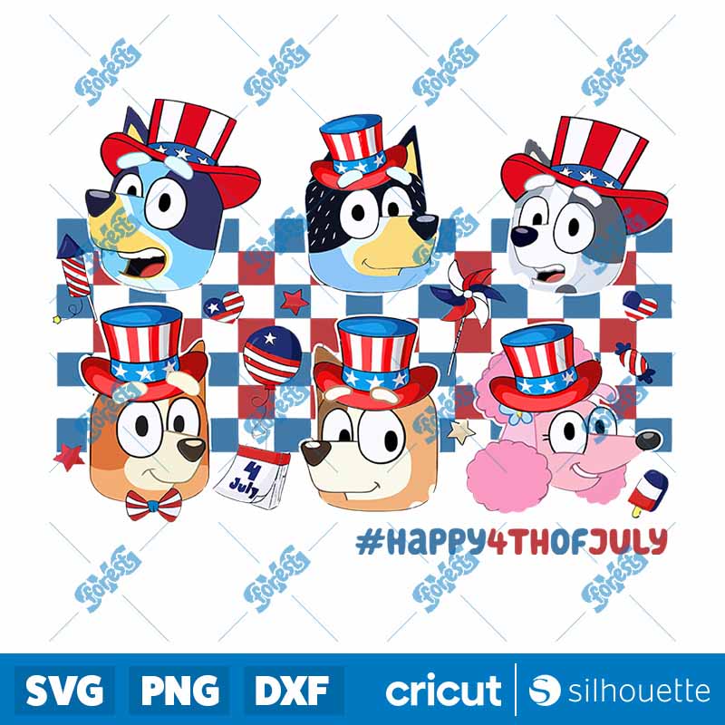 Bluey Friends Happy 4Th Of
  July PNG