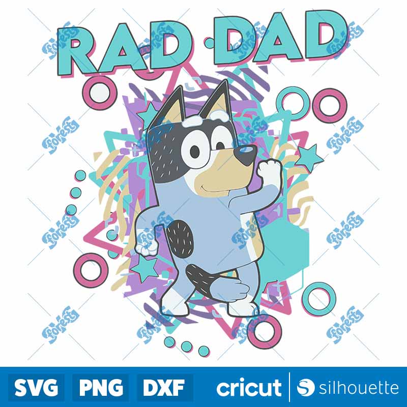 Bluey Rad Dad Fathers Day SVG