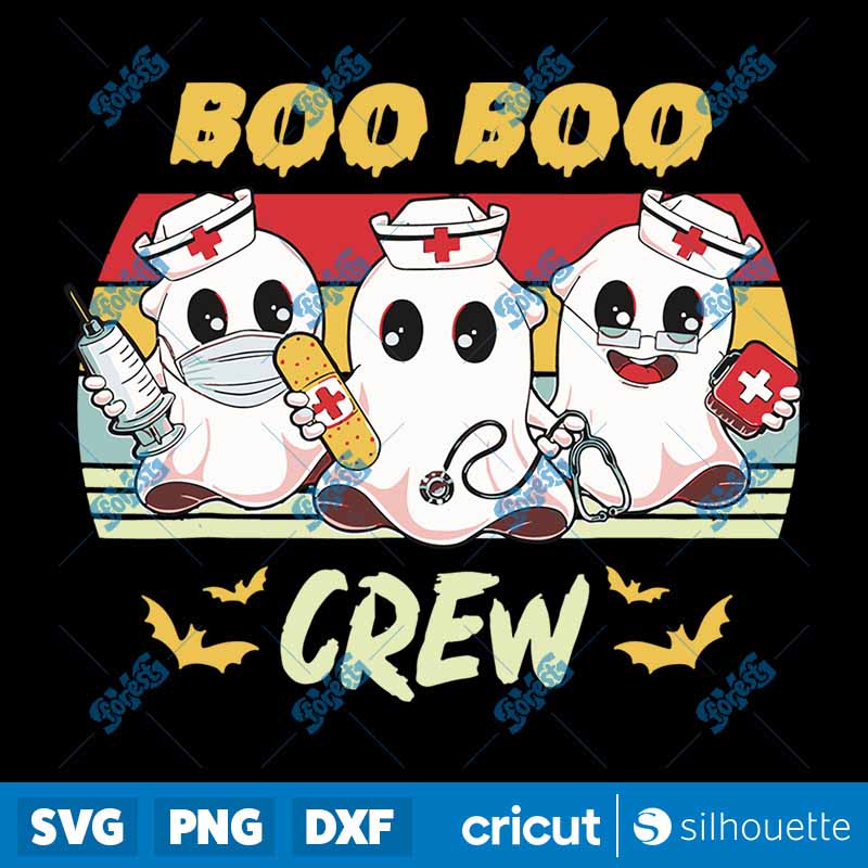 Boo Boo Crew Nurse Halloween
  Ghost Costume Retro Vintage SVG