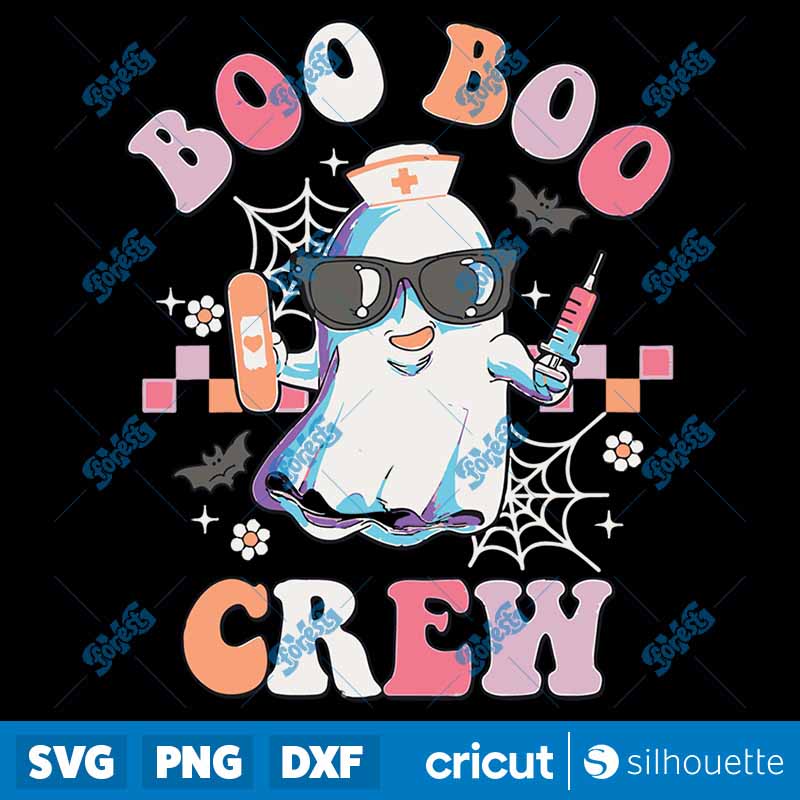 Boo Boo Crew Nurse Halloween
  Ghost Groovy Retro Matching SVG