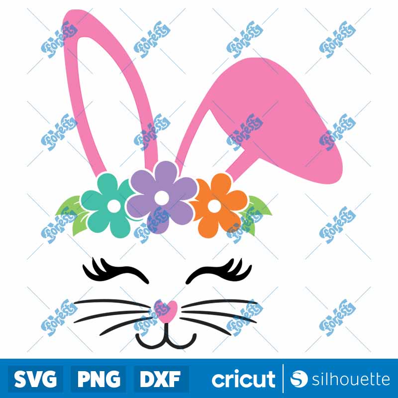 Bunny Face Flowers SVG