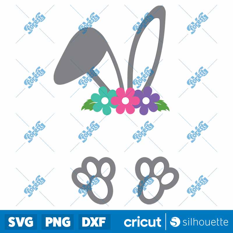 Bunny Flower Monogram SVG