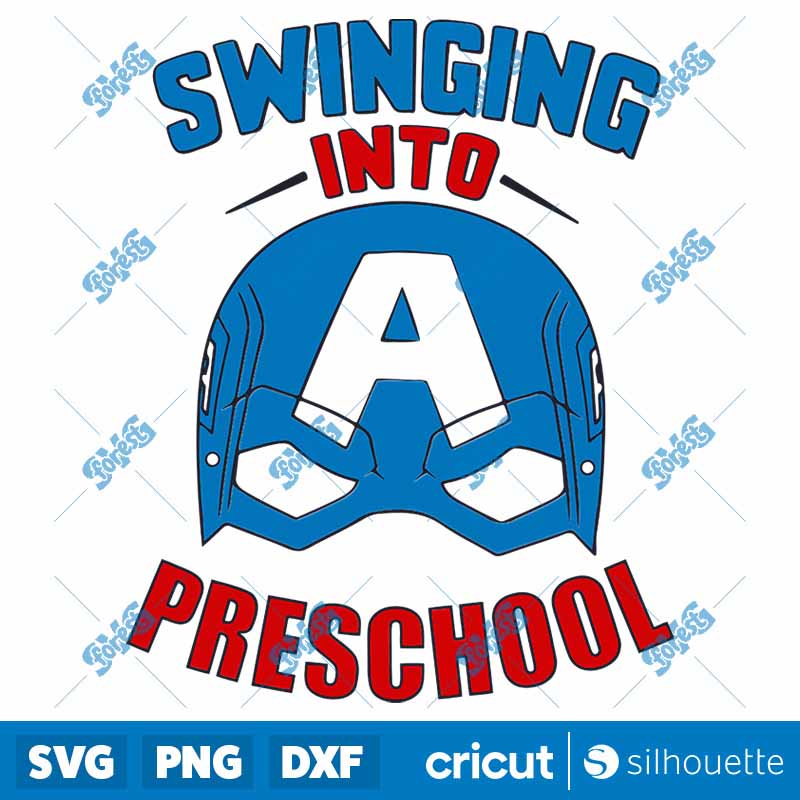 Captain America Swinging Into
  Preschool SVG