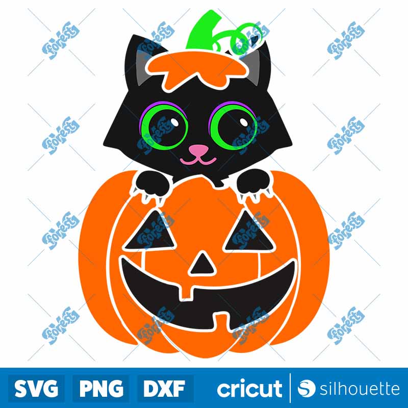 Cat In A Halloween Pumpkin SVG