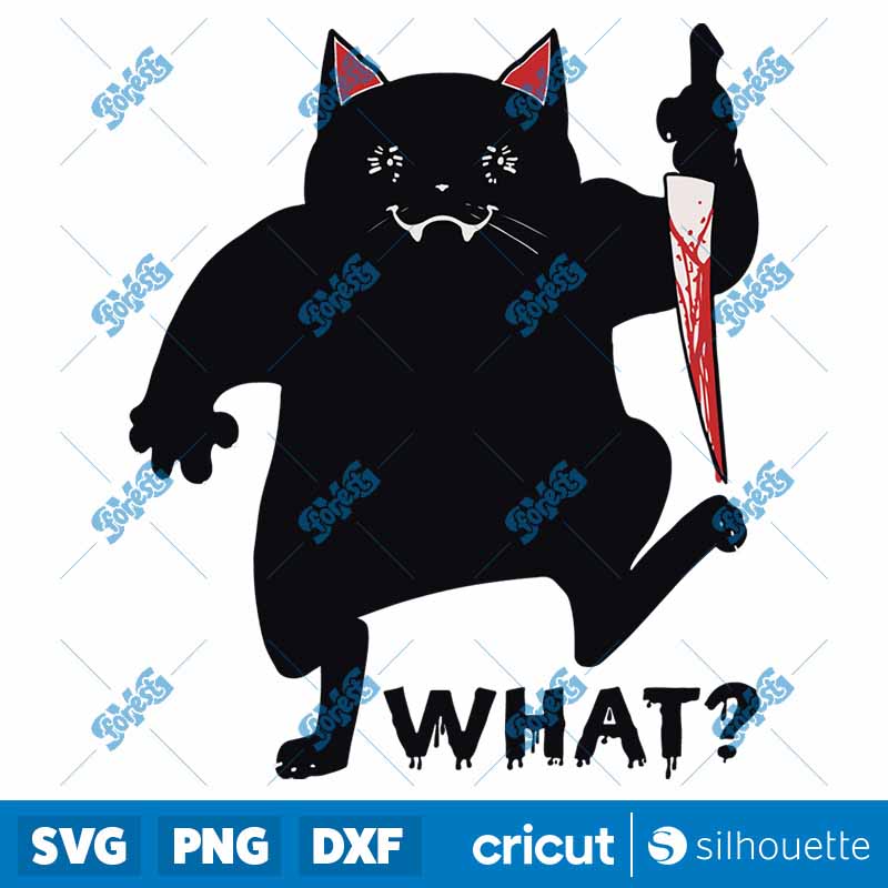 Cat Wha Funny Black Cat With
  Knife Killer Halloween SVG