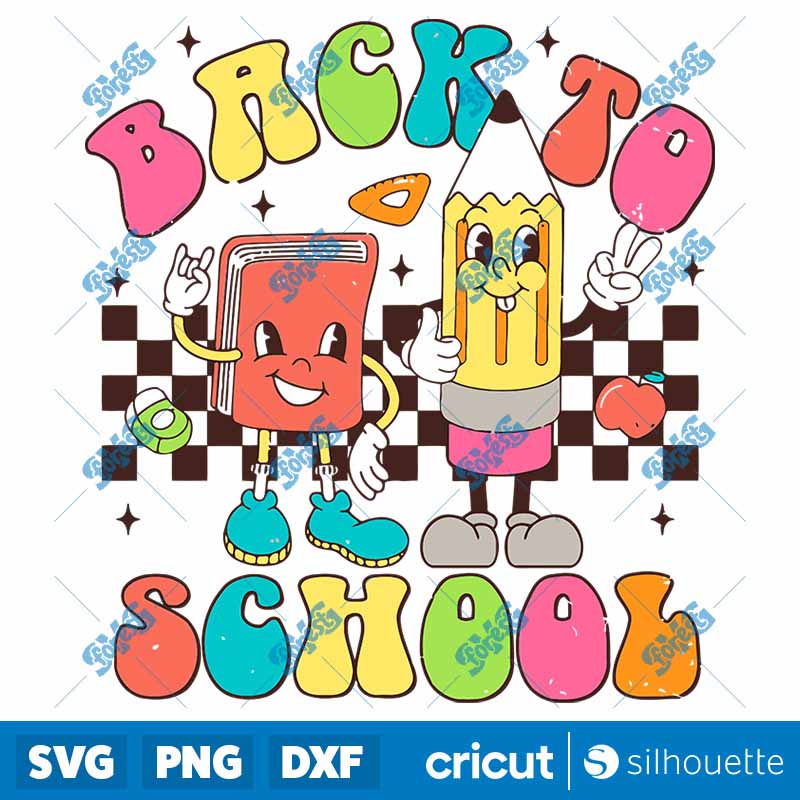 Checkered Back To School Book
  Pencil SVG