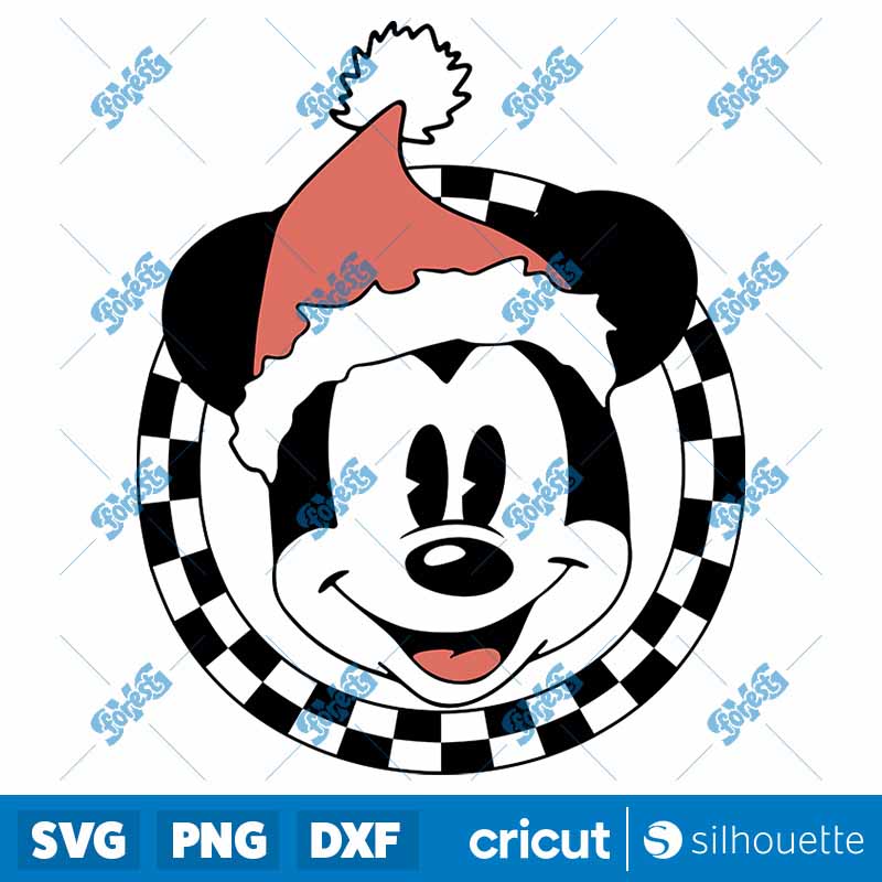 Checkered Santa Hat Mickey SVG