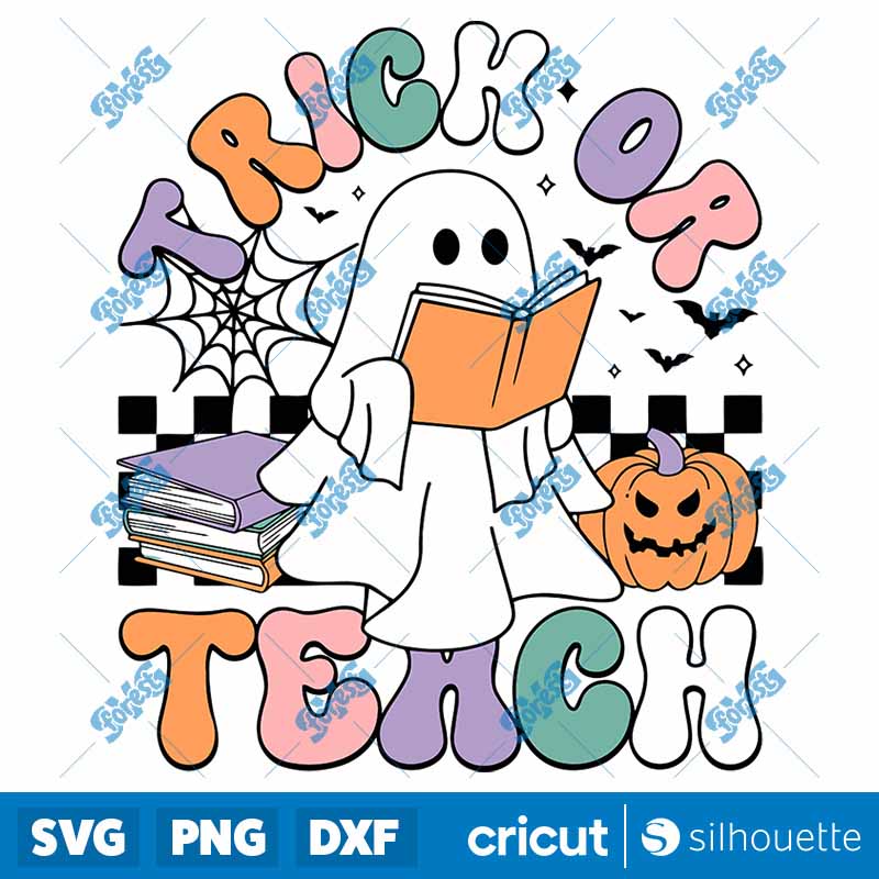 Checkered Trick Or Teach
  Spooky Teacher SVG