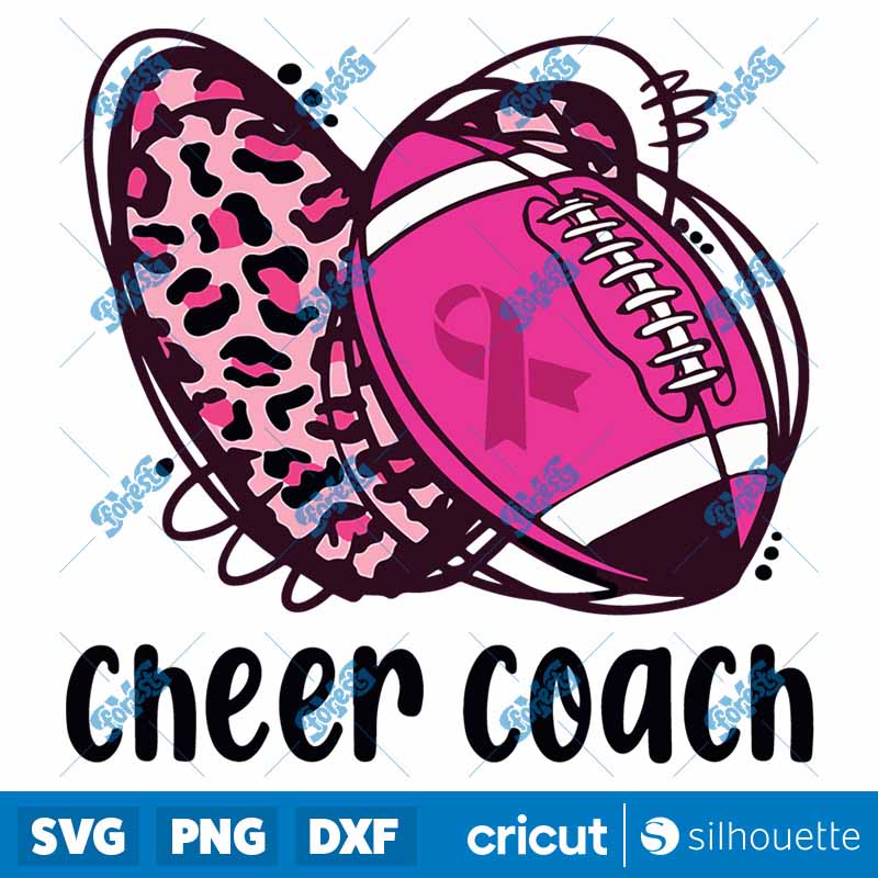 Cheer Coach Leopard
Cheerleading Football Mom Breast Cancer SVG