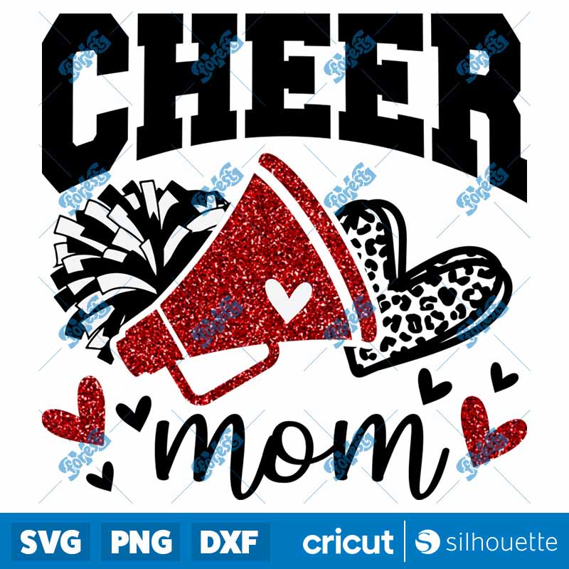 Cheer Mom Red Megaphone SVG