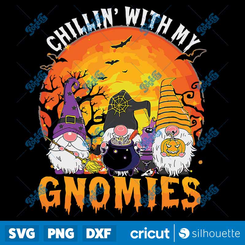 Chillin With My Gnomies Witch
  Pumpkin Halloween Costume SVG