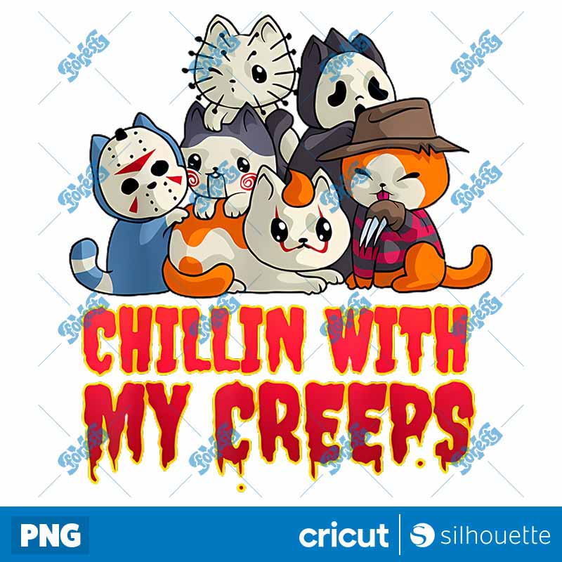 Chillin with My Creeps Funny
Cat Horror Movies Serial Killer PNG