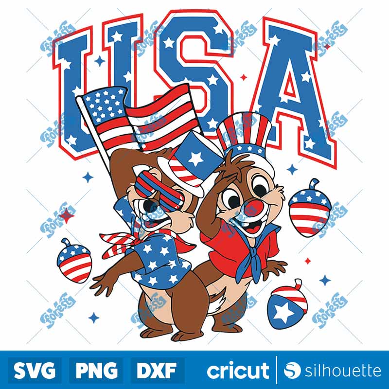 Chip And Dale With Nuts
Patriotic USA SVG