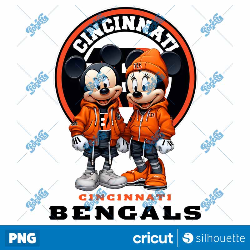 Cincinnati Bengals Mickey
  Minnie NFL PNG