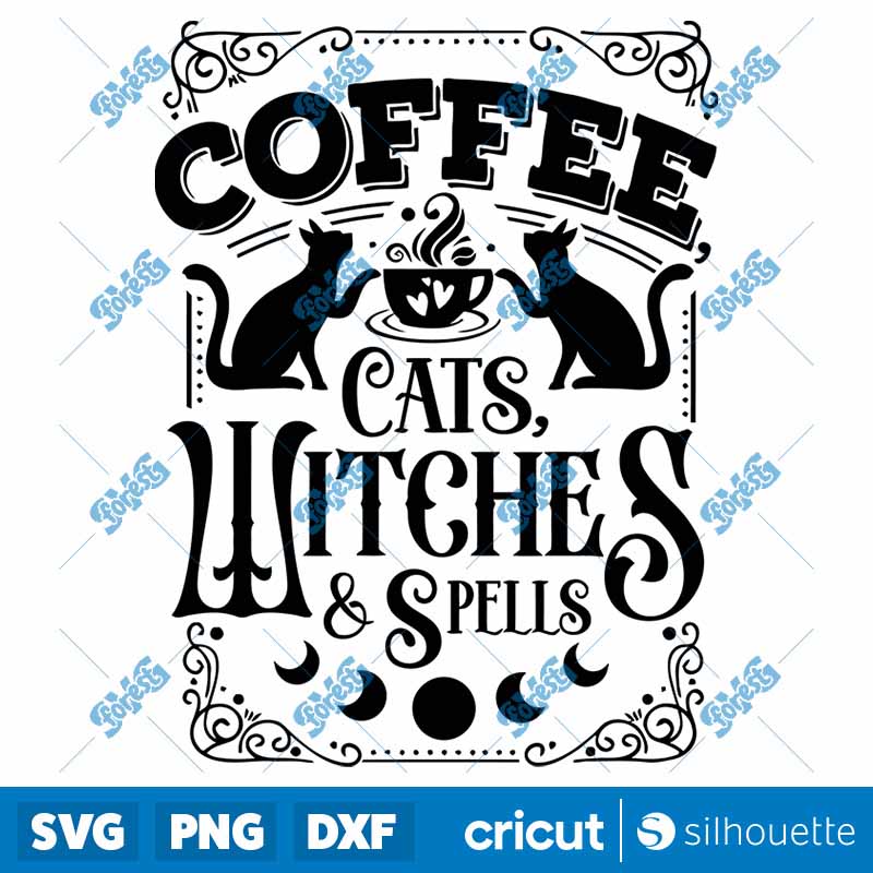 Coffee Cats Witches And Spells
  SVG