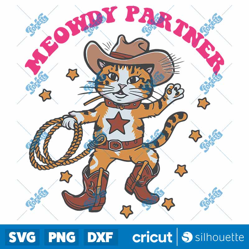 Cowboy Meowdy Partner Cat Meme
  SVG