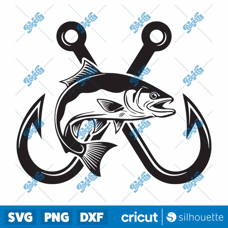 Crossed Fish Hooks SVG