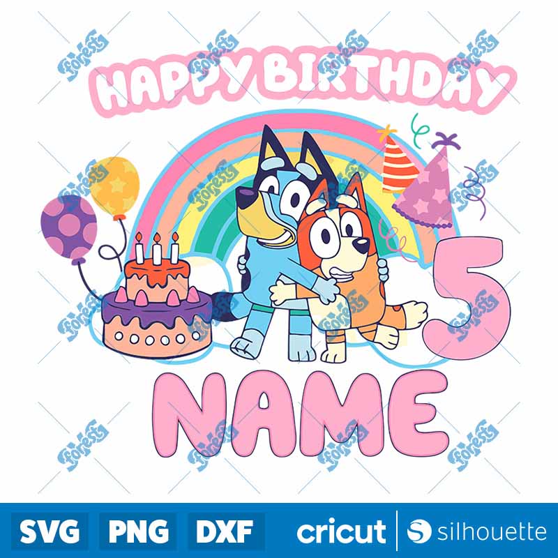 Custom Age Happy Birthday
  Bluey Bingo SVG