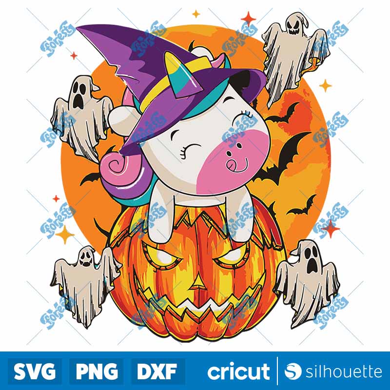 Cute Halloween Unicorn Girls
  Witchy Trick Or Treat SVG