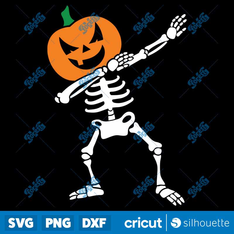 Dabbing Pumpkin Skeleton SVG