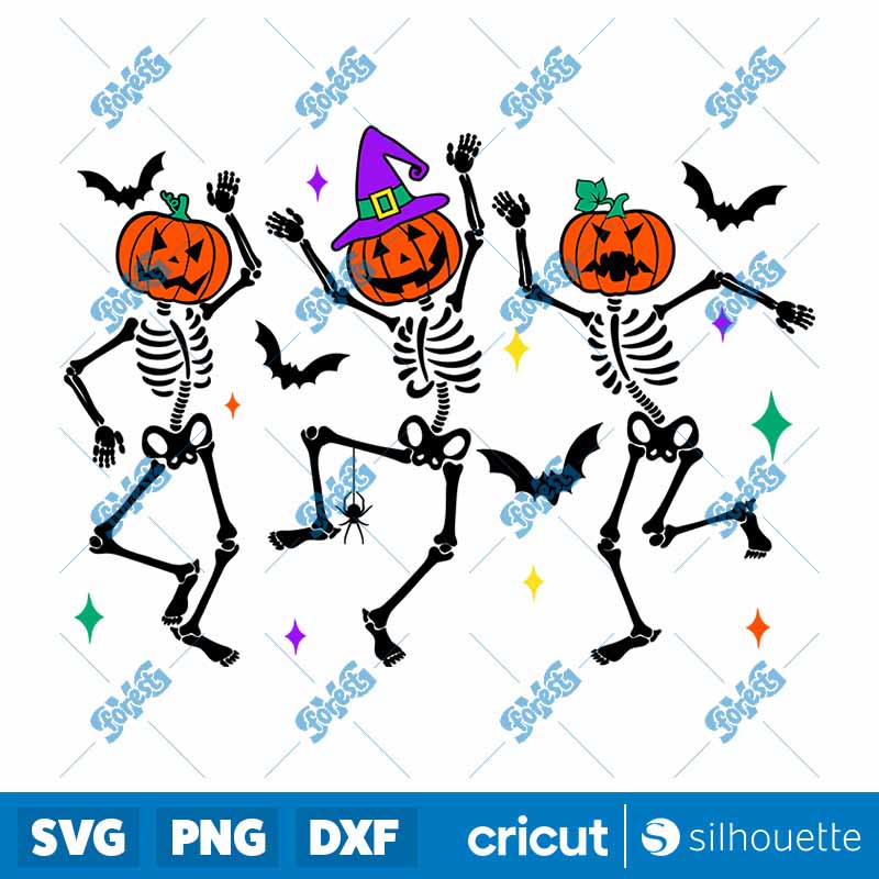 Dancing Pumpkin Head Skeletons
  SVG