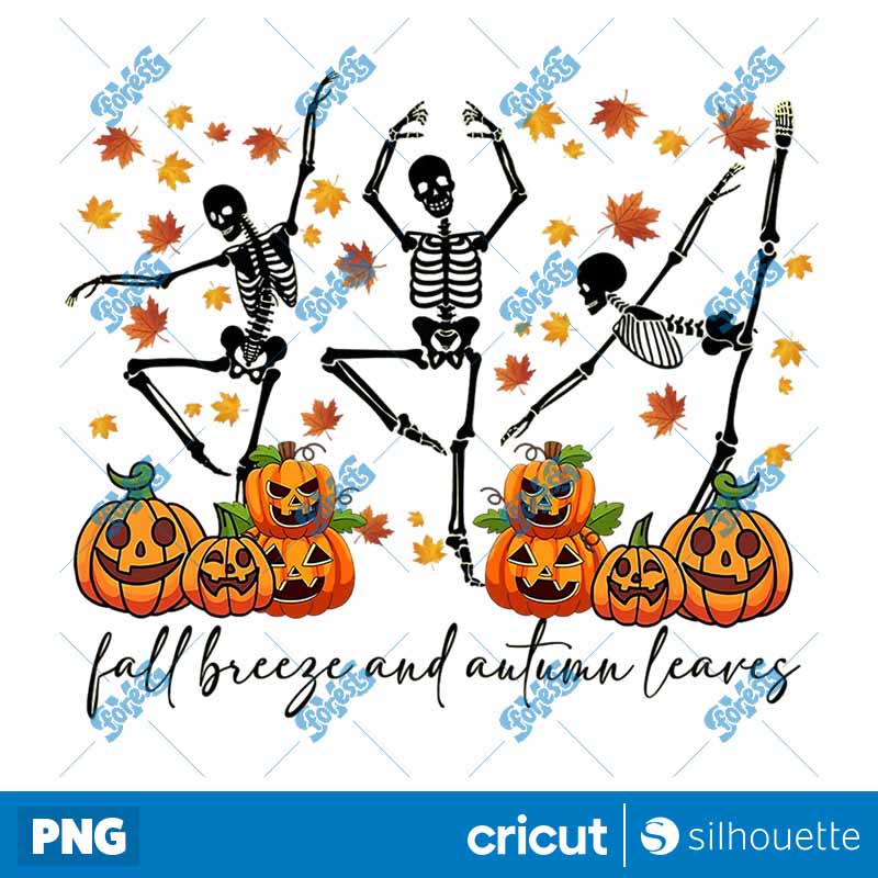 Dancing Skeleton Fall Breeze
And Autumn Leaves PNG