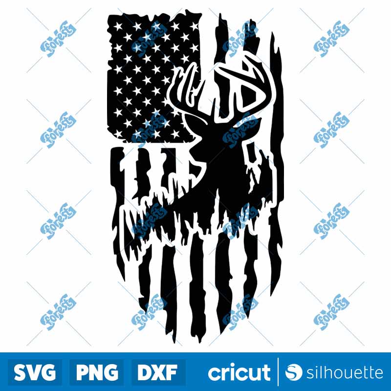 Deer and USA Flag SVG