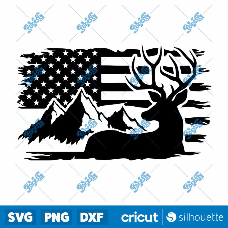 Deer Mountain USA Flag SVG