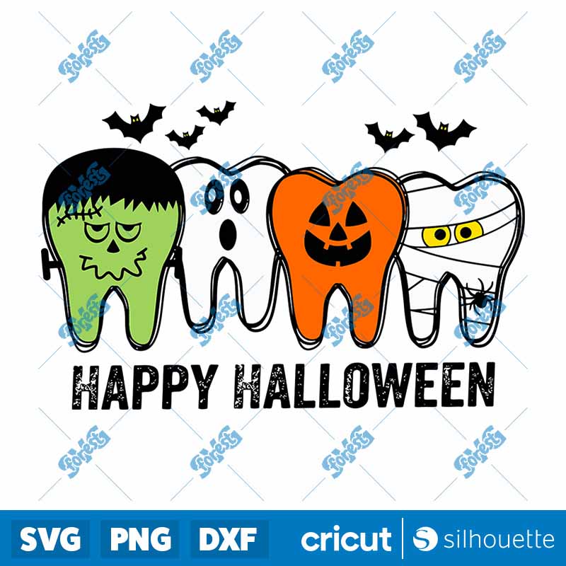 Digital PNG Dentist Happy
  Halloween Teeth Ghost Pumpkin Mummy SVG