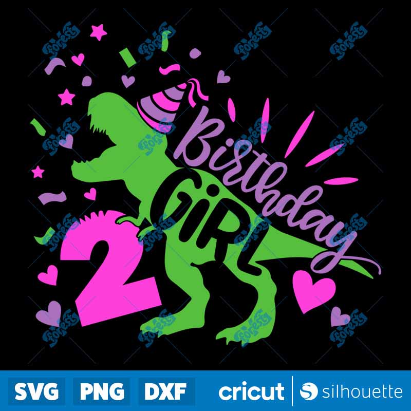 Dinosaur Girl Birthday 2 SVG