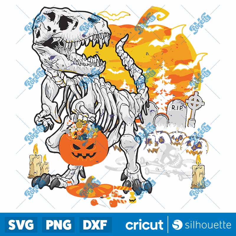 Dinosaur T Rex Skeleton
  Pumpkin Funny Halloween Costume SVG