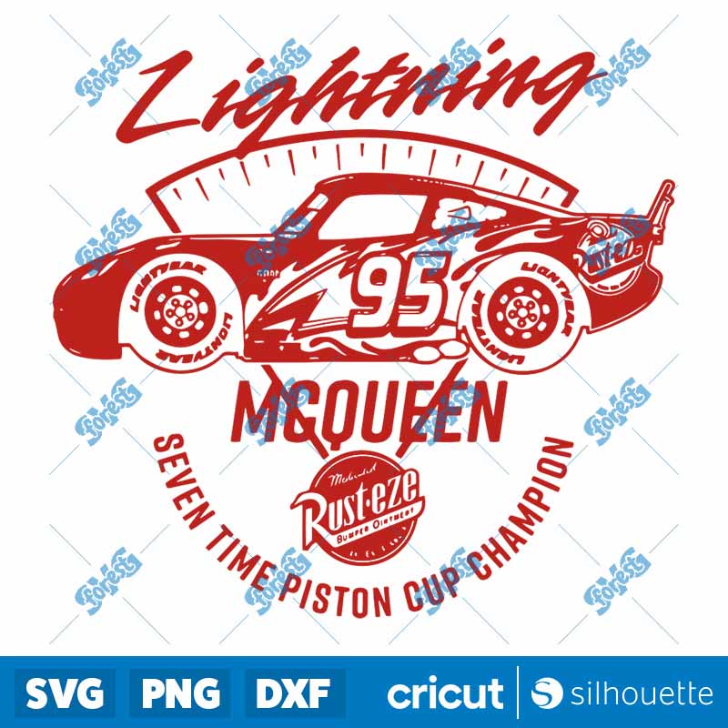 Disney Cars Lightning Mcqueen
  Seven Time Piston Cup Champion SVG