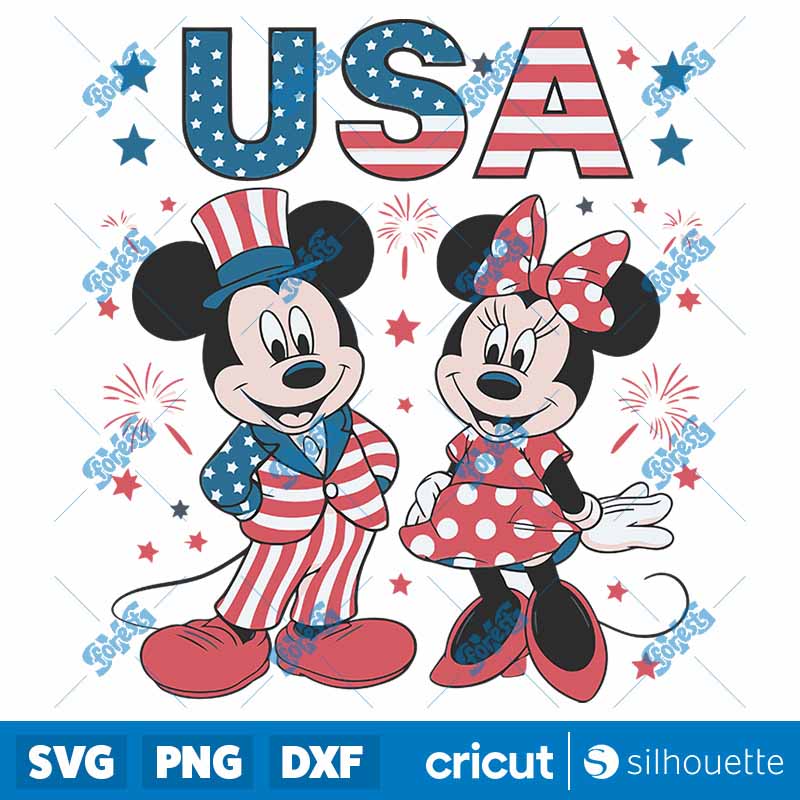 Disney Mickey Minnie USA 4th
  Of July SVG