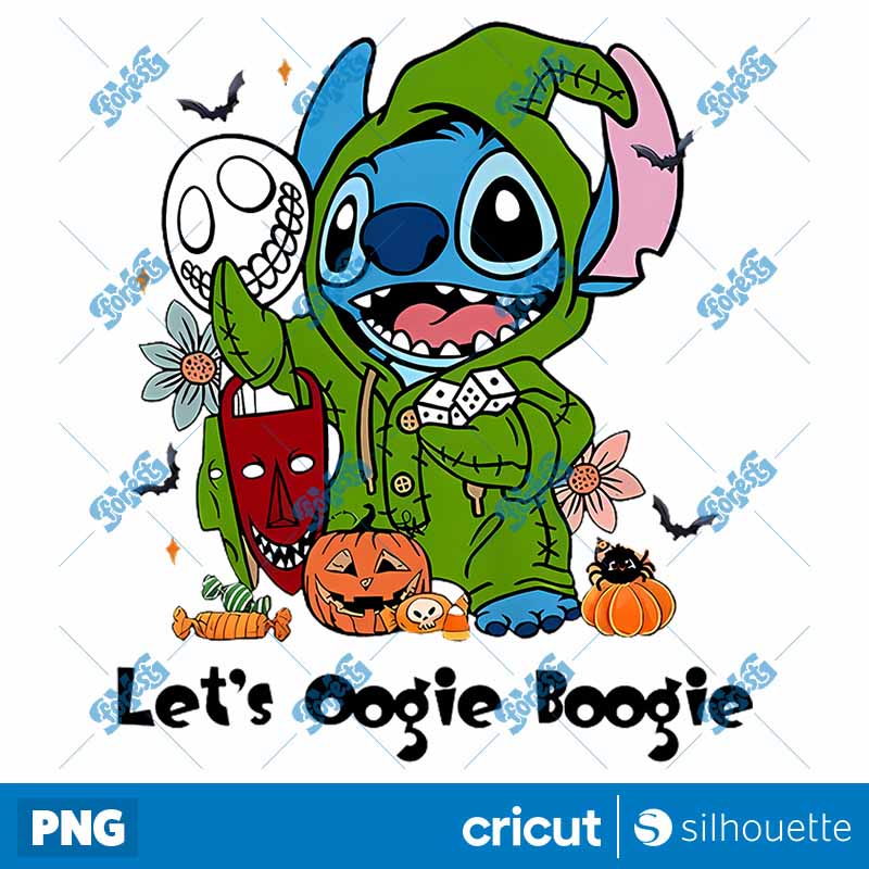 Disney Stitch Lets Oogie
Boogie Halloween PNG