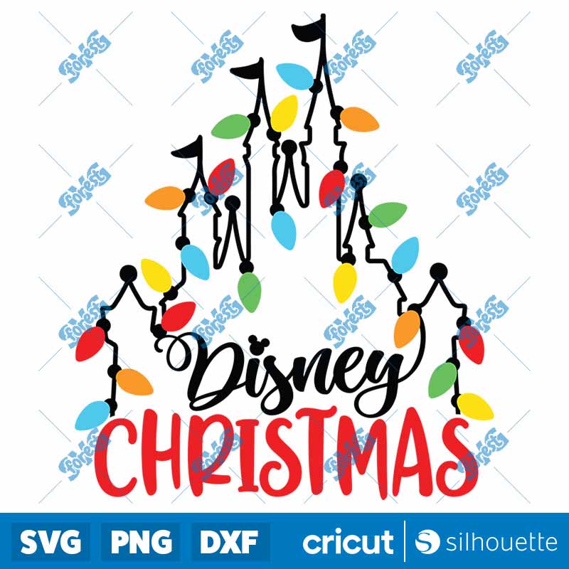 Disney Xmas Lights Castle SVG